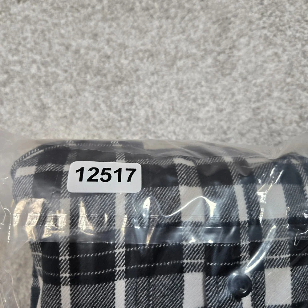 The North Face‎ mid weight Flannel Shirt Black White Plaid mens Large